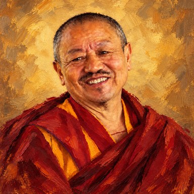 AI-generated painted portrait of Khenchen Tsewang Gyatso Rinpoche